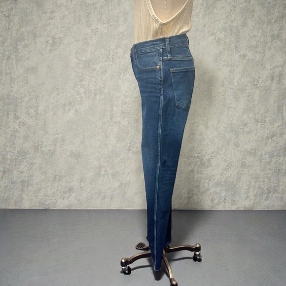 **LIKE NEW**Madewell Indigo Denim Jeans with Brown Leather Patch - Picture 4 of 11